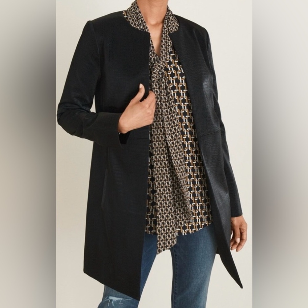 OPEN TO REASONABLE OFFERS NWT Chico’s Coated Faux Leather Topper/Jacket